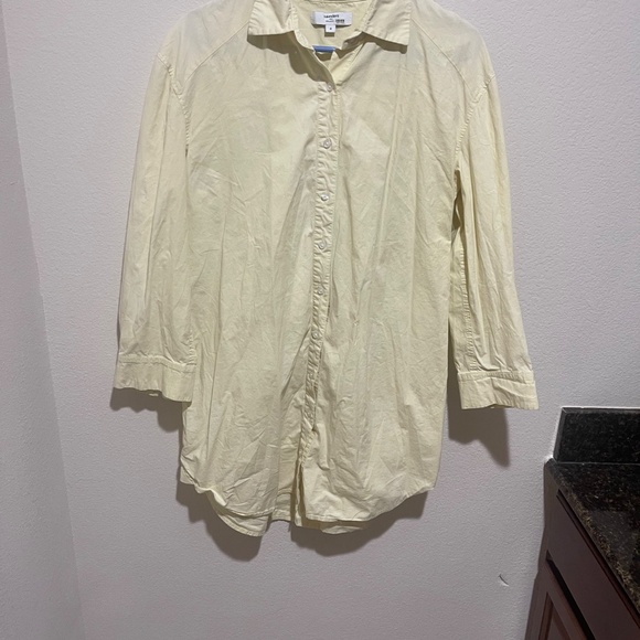 Saunders Yellow Oversized Mini Shirt Dress Size 4 Designer Women’s Casual Style - Picture 13 of 15